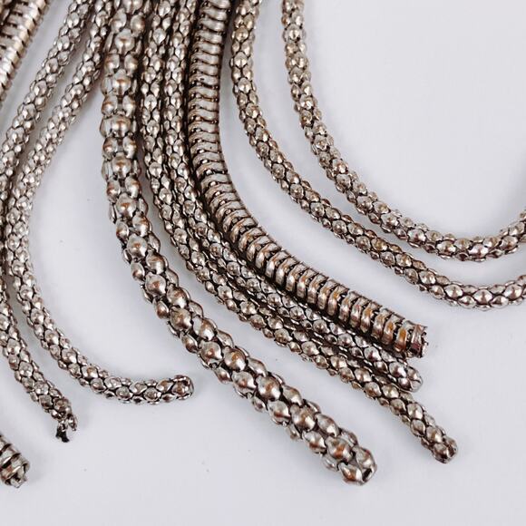 VTG Y2K Signed Erica Lyons Necklace Silver Tone Statement Mixed Chains - Picture 11 of 15